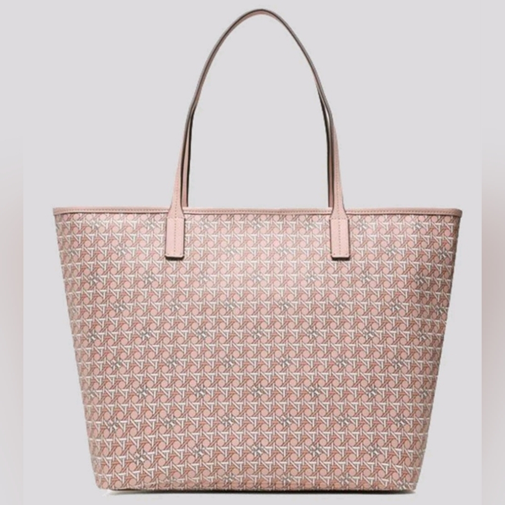 Tory Burch Pink Patterned Leather Tote - Picture 4 of 11